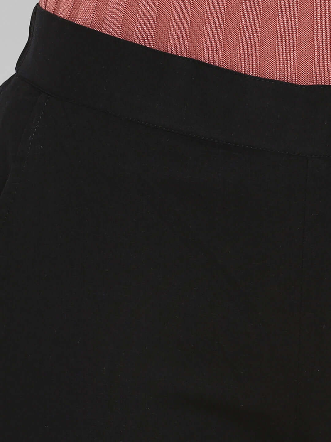 Black Cotton Solid Casual Pant