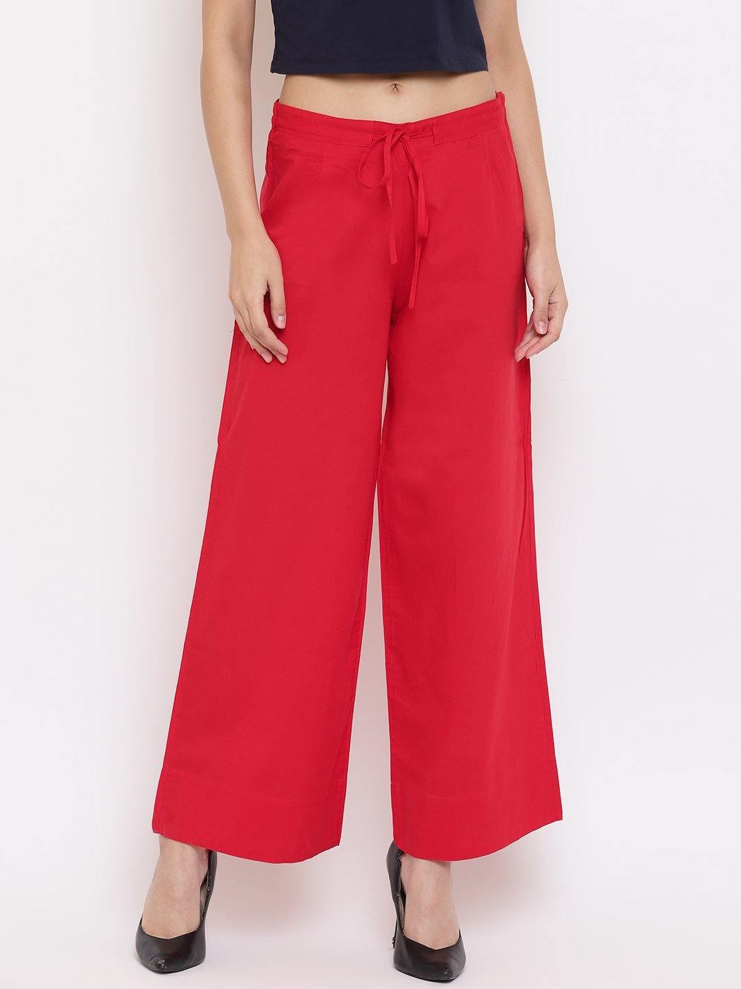 Red Pure Cotton Palazzo Pant