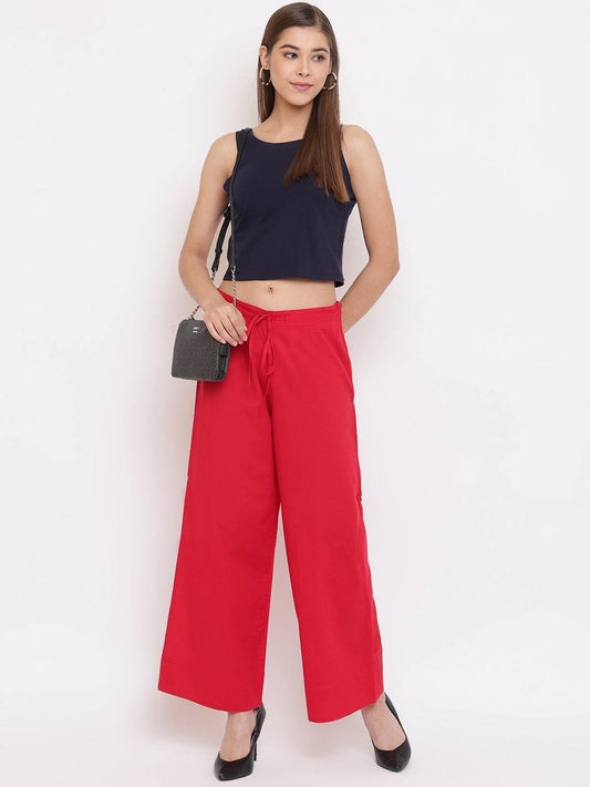 Red Pure Cotton Palazzo Pant