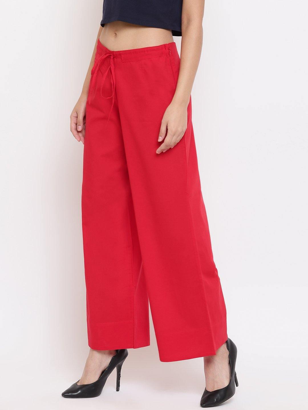 Red Pure Cotton Palazzo Pant