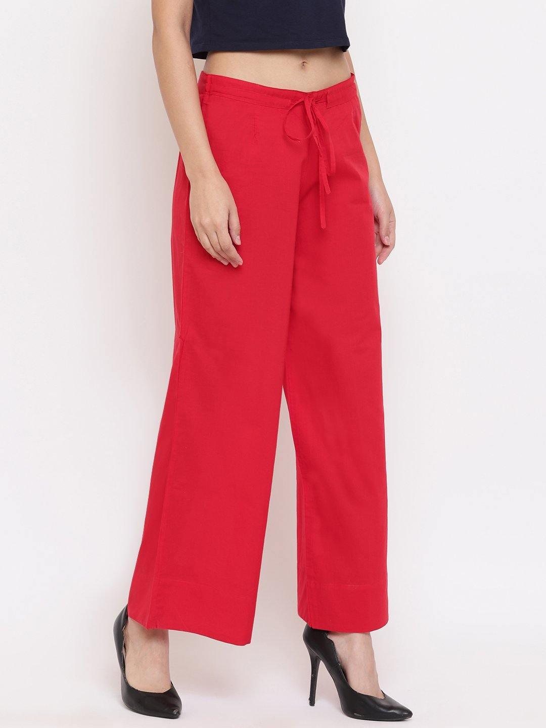 Red Pure Cotton Palazzo Pant