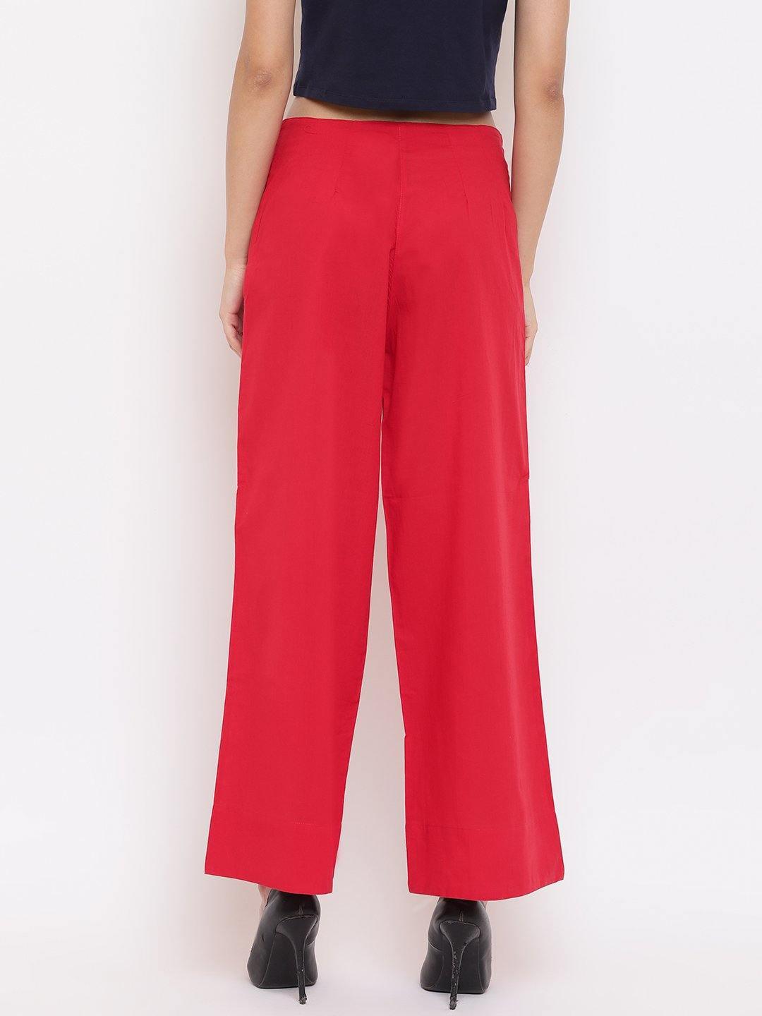 Red Pure Cotton Palazzo Pant