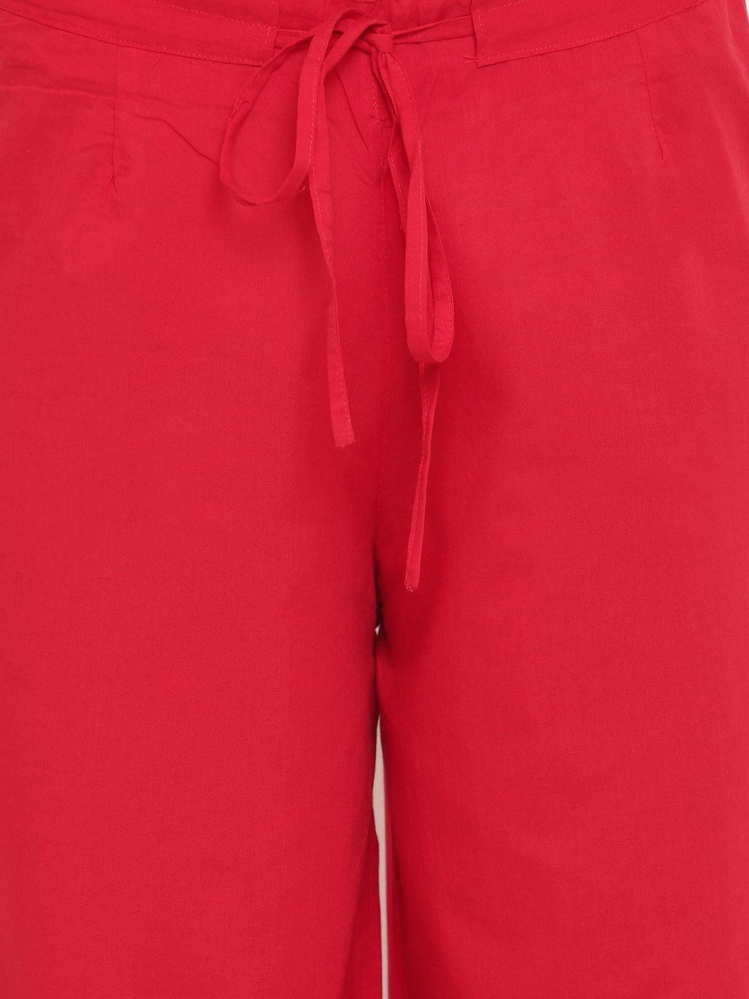 Red Pure Cotton Palazzo Pant