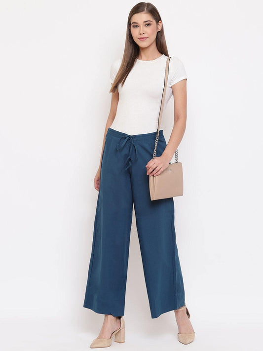 Teal Pure Cotton Palazzo Pant