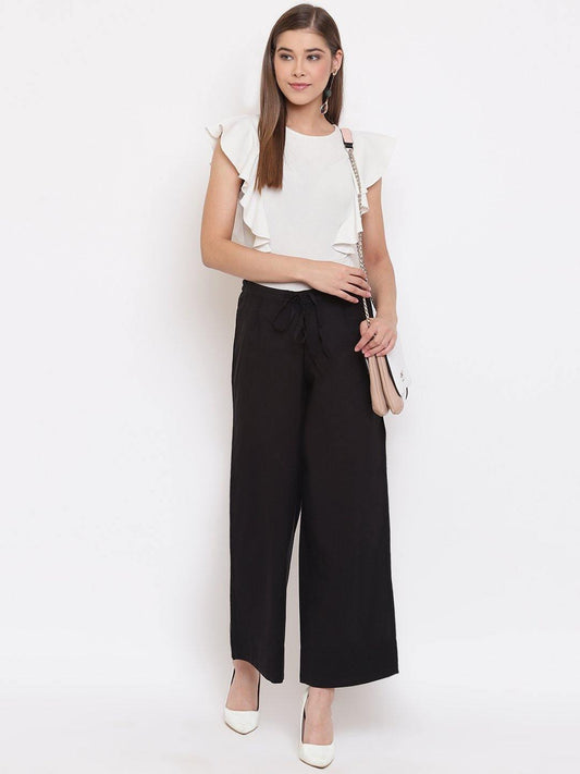 Black Pure Cotton Palazzo Pant