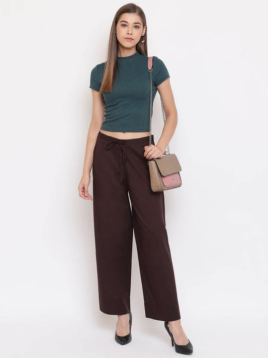 Brown Pure Cotton Palazzo Pant