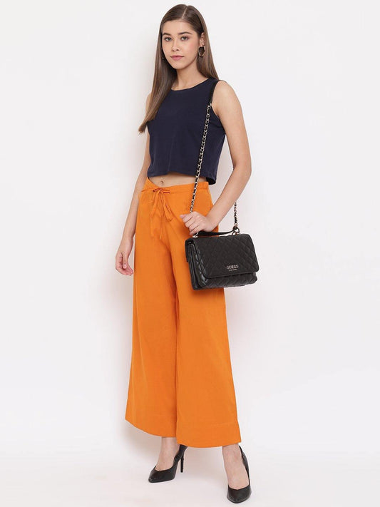 Orange Pure Cotton Palazzo Pant