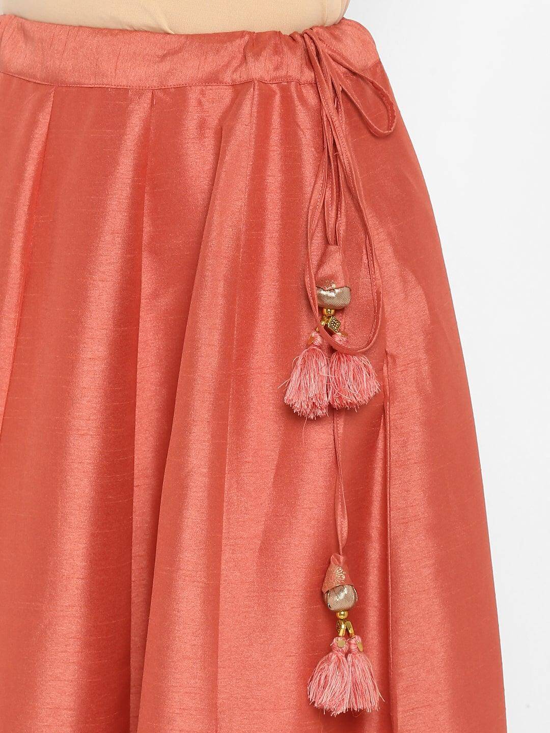 Peach Poly Silk Floral Print Lehenga Choli With Dupatta