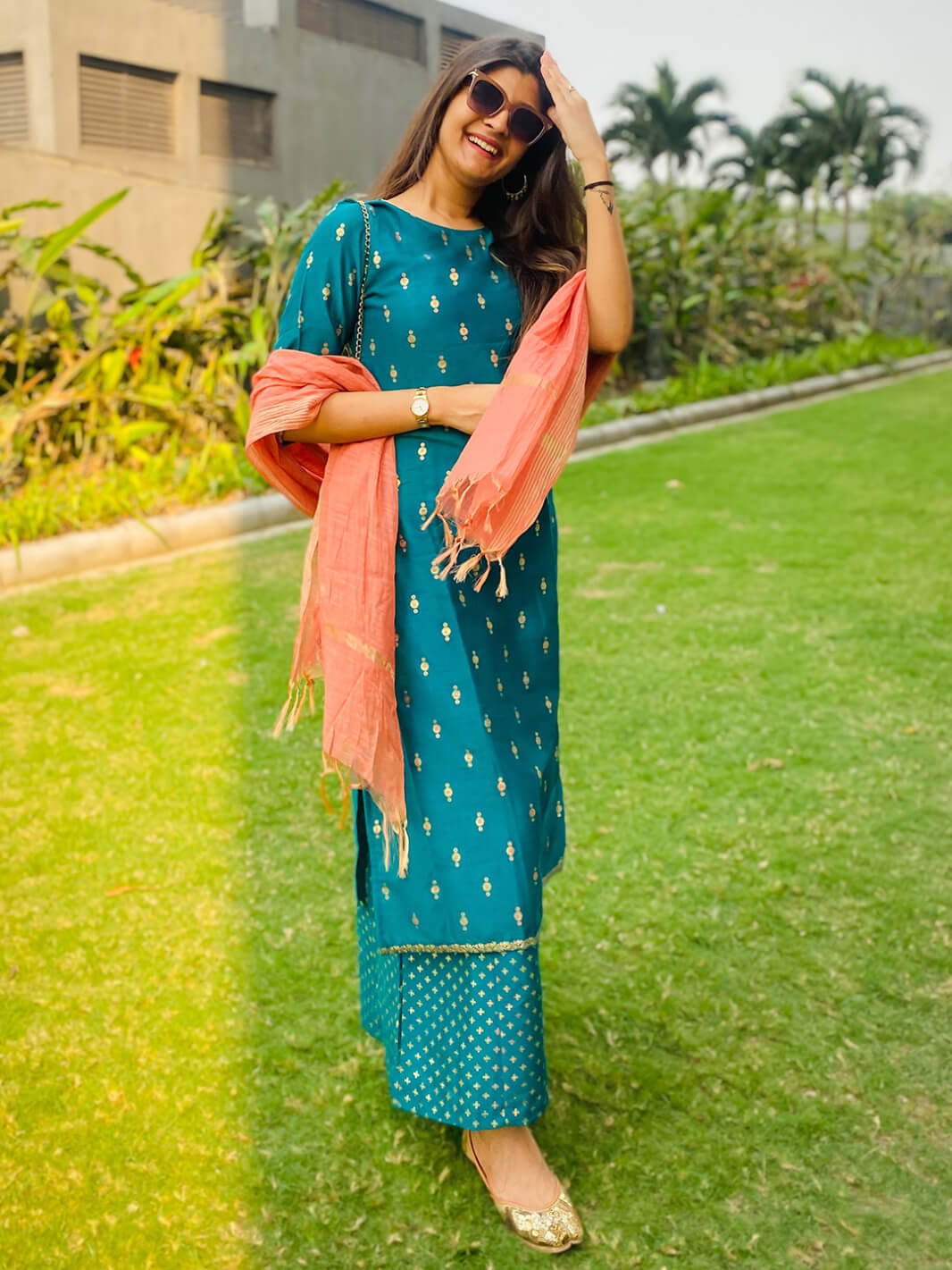 Peach Poly Silk Floral Print Lehenga Choli With Dupatta