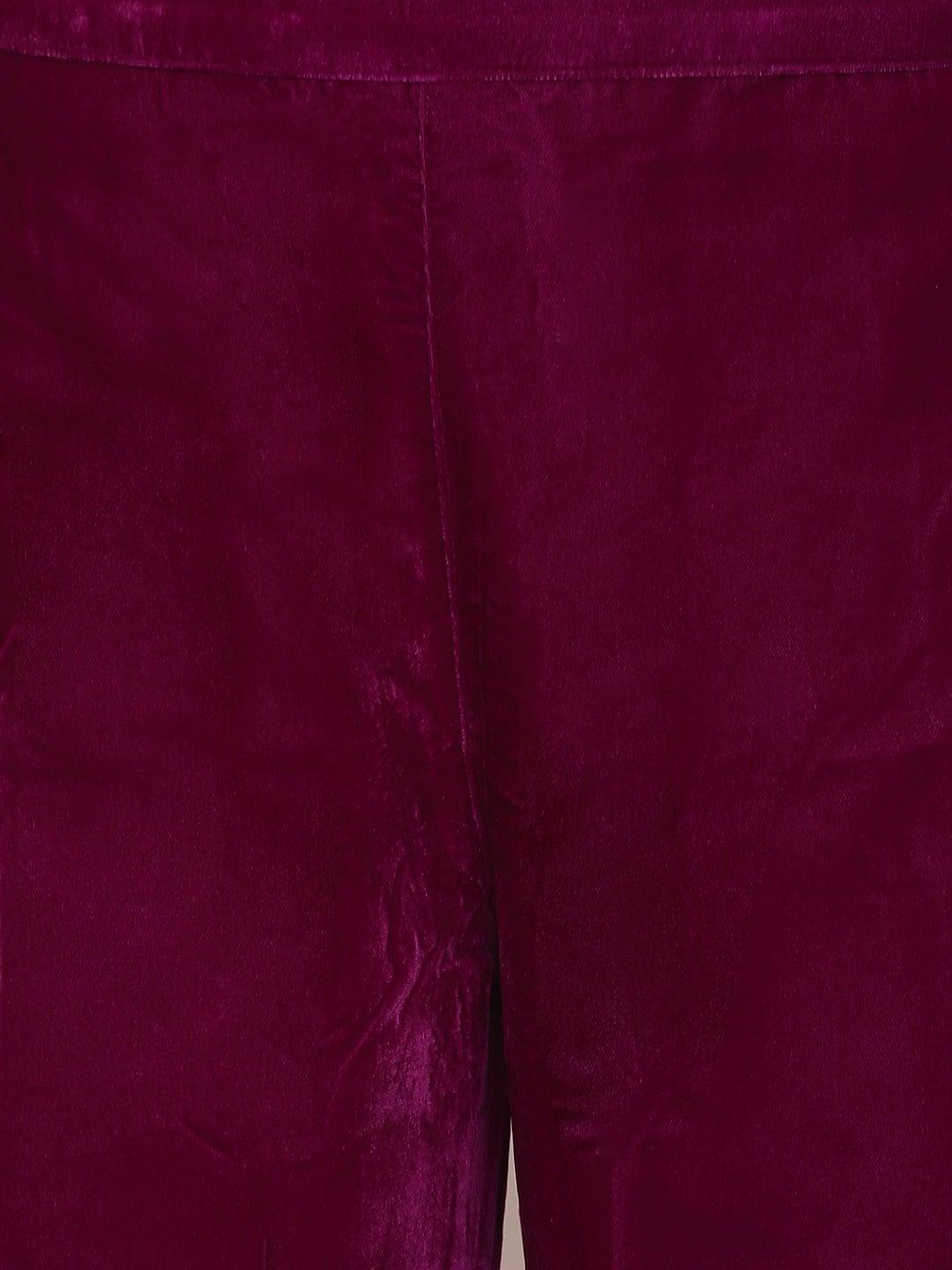 Purple Velvet Kurta With Palazzo and Dupatta