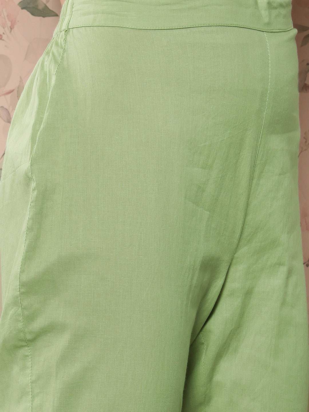 Sea green Cotton Solid Kurta with Pant and Dupatta