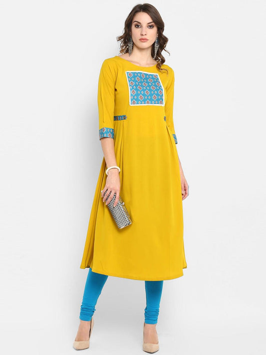Yellow Poly Crepe Kurta