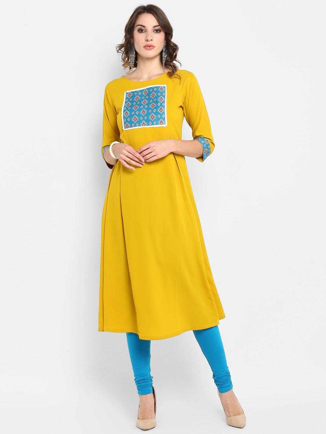 Yellow Poly Crepe Kurta