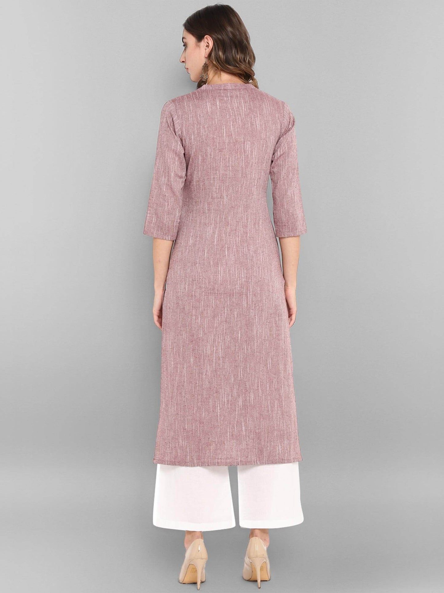 Mauve Cotton Solid Straight Kurta