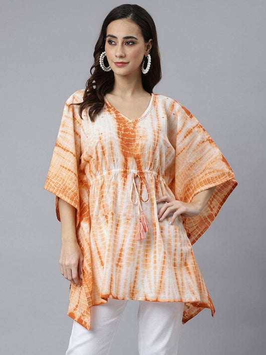 Rust Cotton Tie dye Kaftan Kaftan Tunic