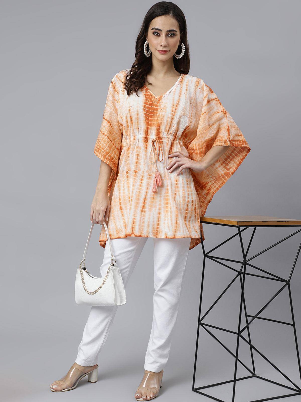 Rust Cotton Tie dye Kaftan Kaftan Tunic