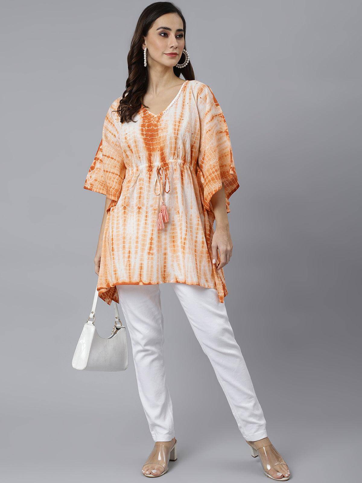 Rust Cotton Tie dye Kaftan Kaftan Tunic