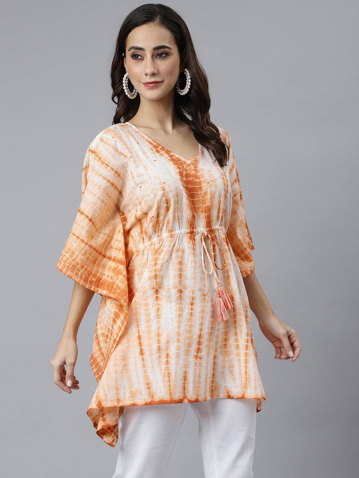 Rust Cotton Tie dye Kaftan Kaftan Tunic