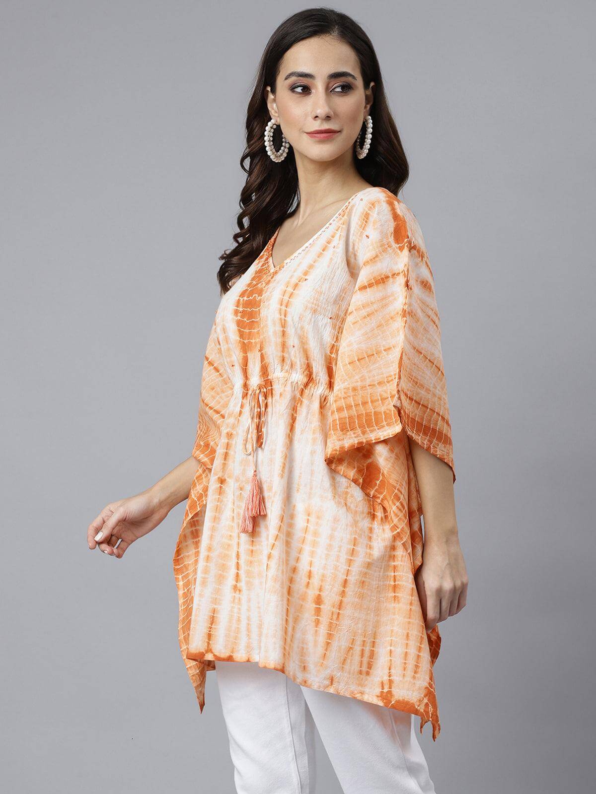 Rust Cotton Tie dye Kaftan Kaftan Tunic