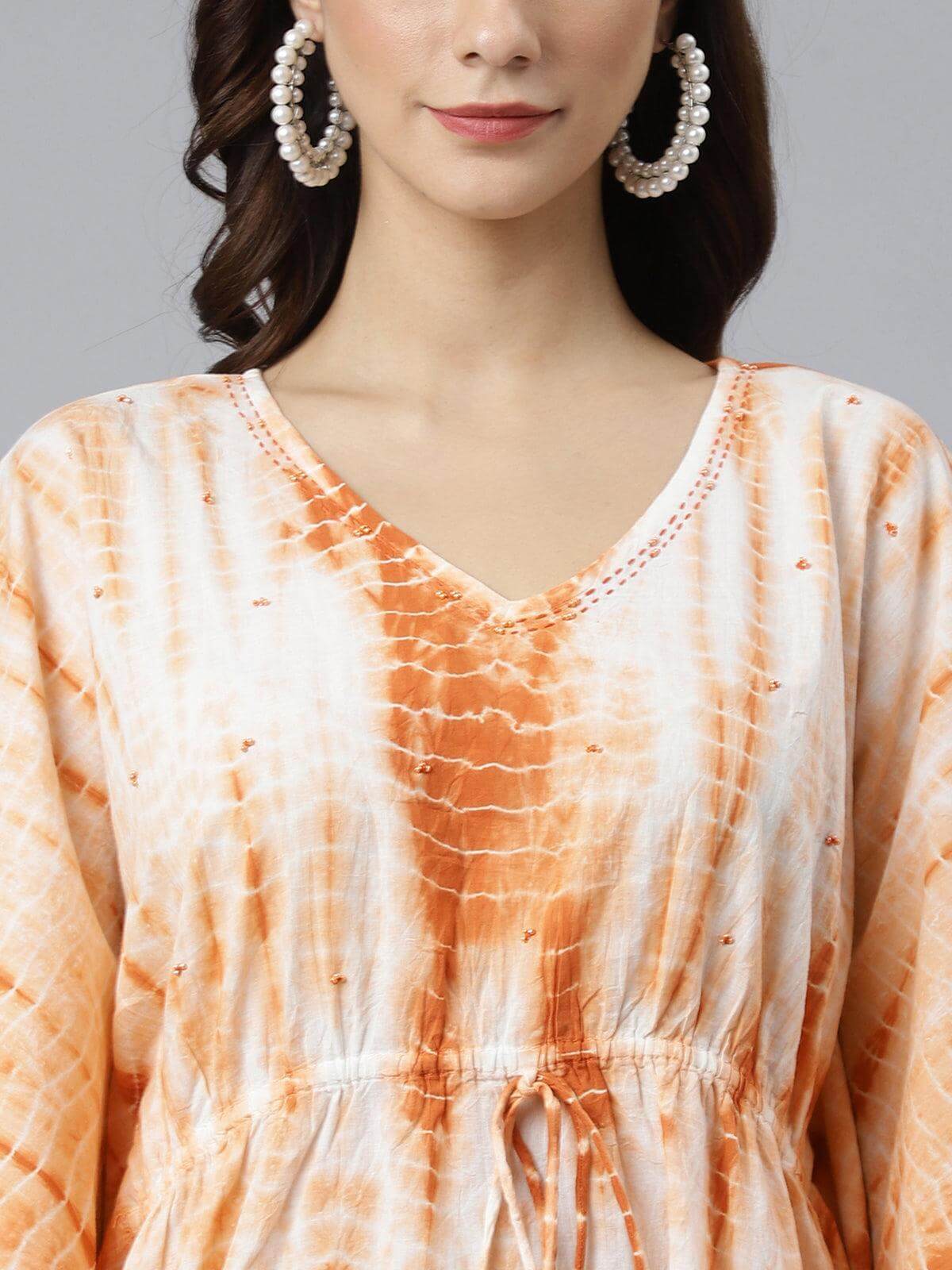 Rust Cotton Tie dye Kaftan Kaftan Tunic