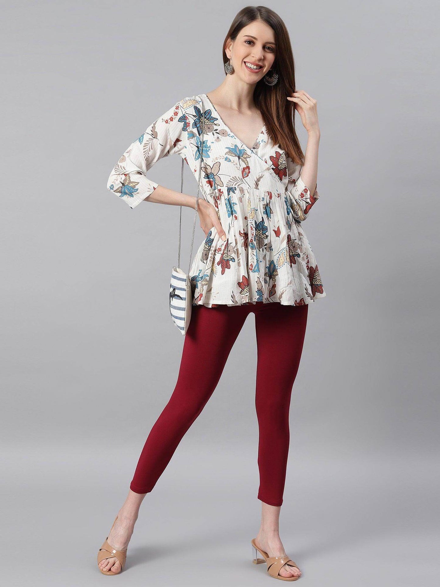 Maroon Viscose Lycra Legging