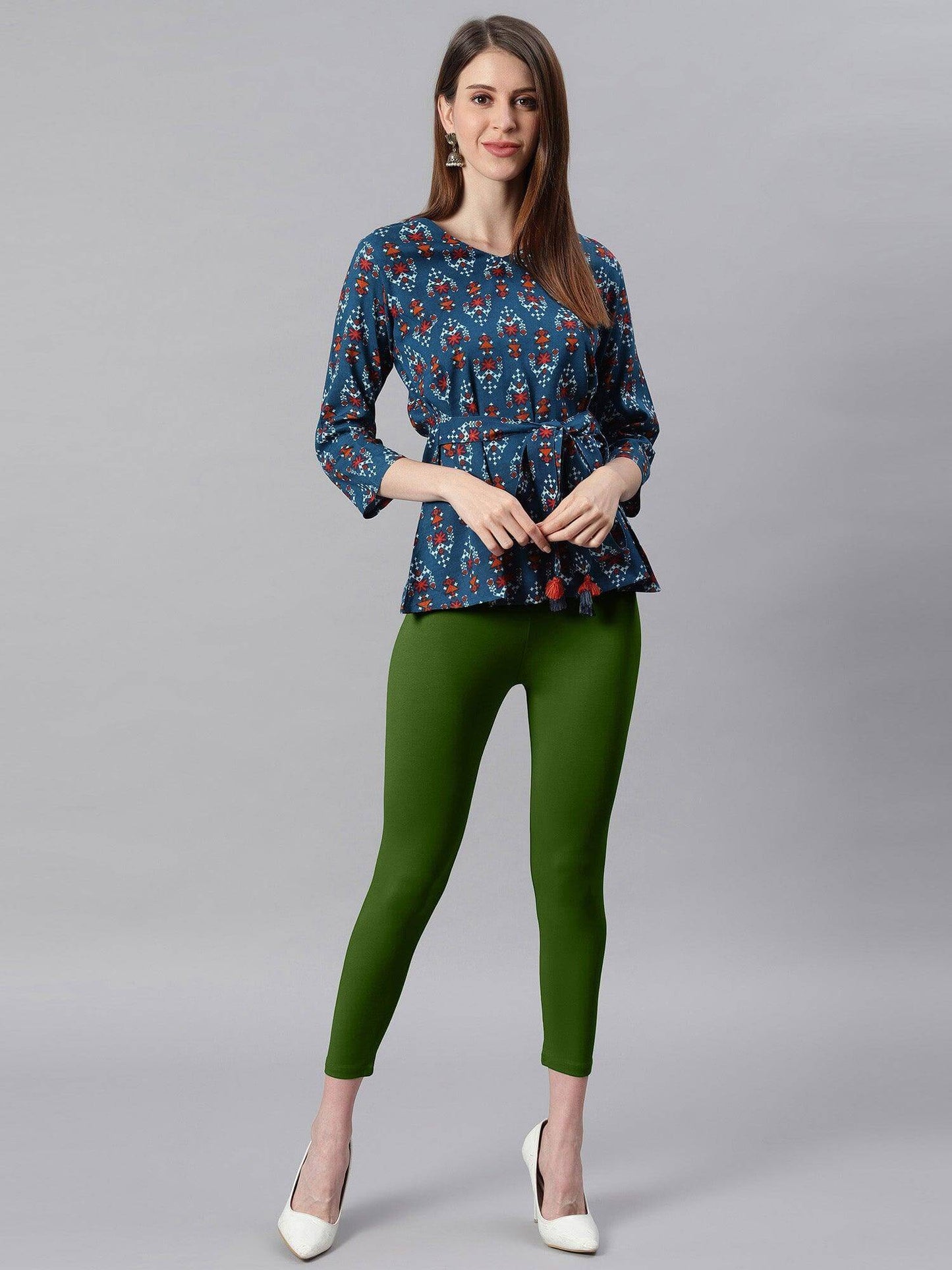 Green Viscose Lycra Legging