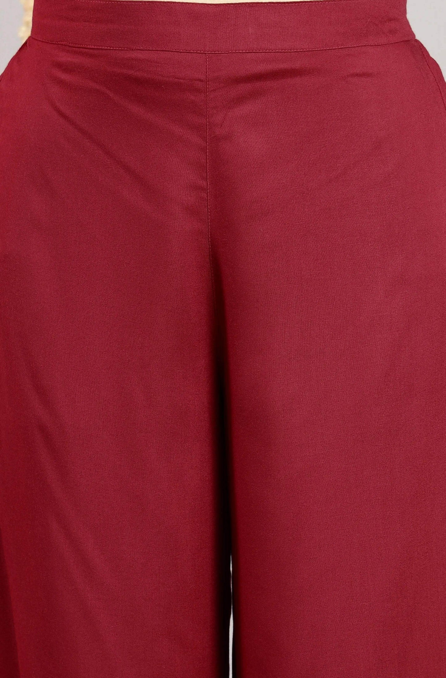 Magenta Rayon Kurta With Palazzo and Dupatta