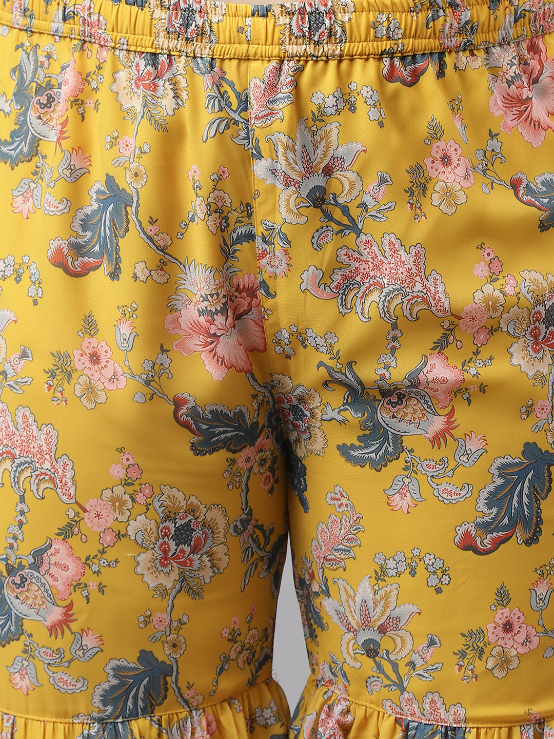 Women Plus Size Yellow Georgette Kurta Sharara Set