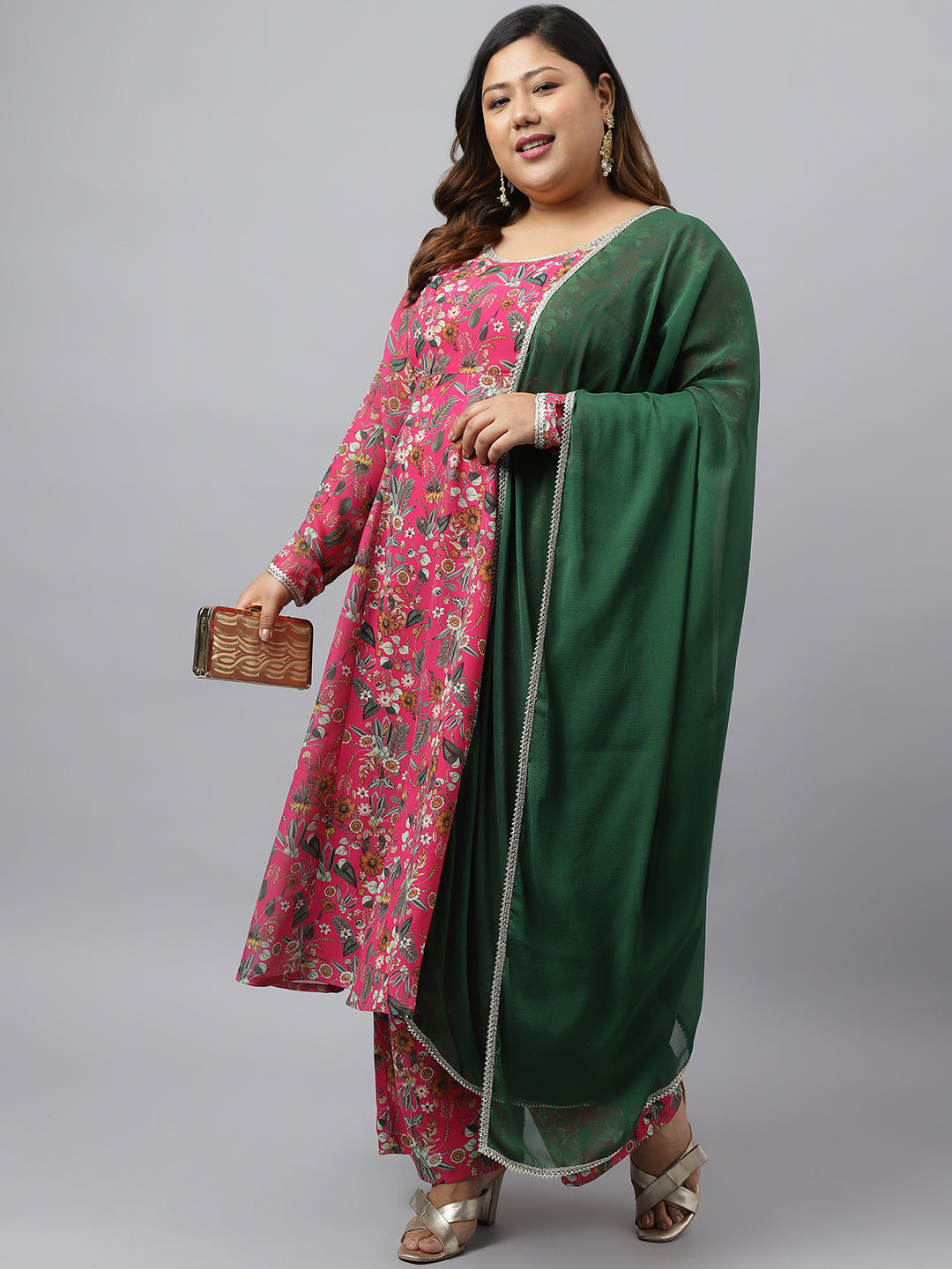 Online Pink Kurta Palazzo Set For Plus Size