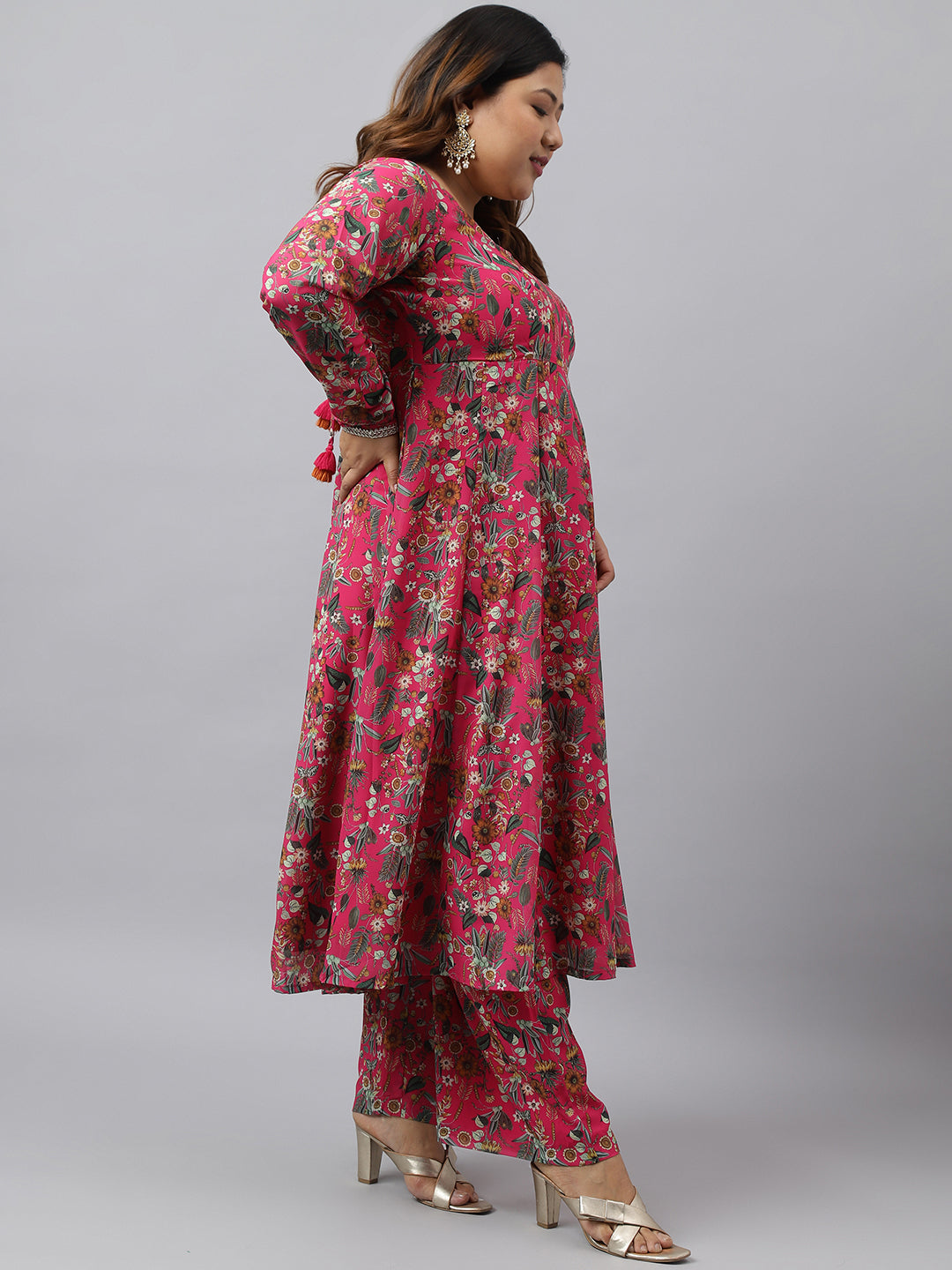 Online Pink Kurta Palazzo Set For Plus Size