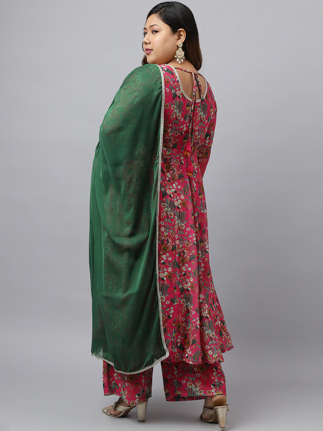 Online Pink Kurta Palazzo Set For Plus Size