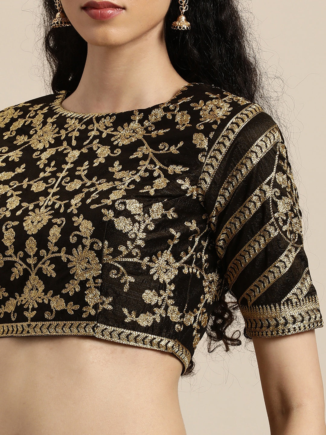 Janasya Women's Brown Poly Silk Solid  Saree with Blouse Piece