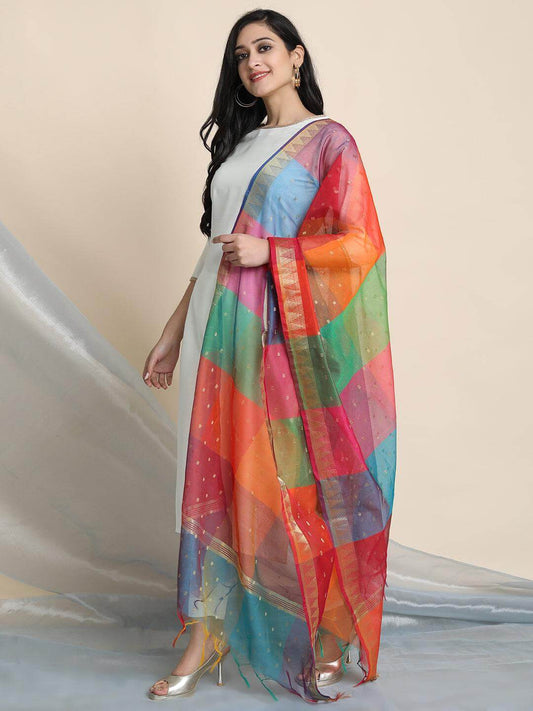 Off-White Poly Silk Solid Kurta with Pant and Dupatta