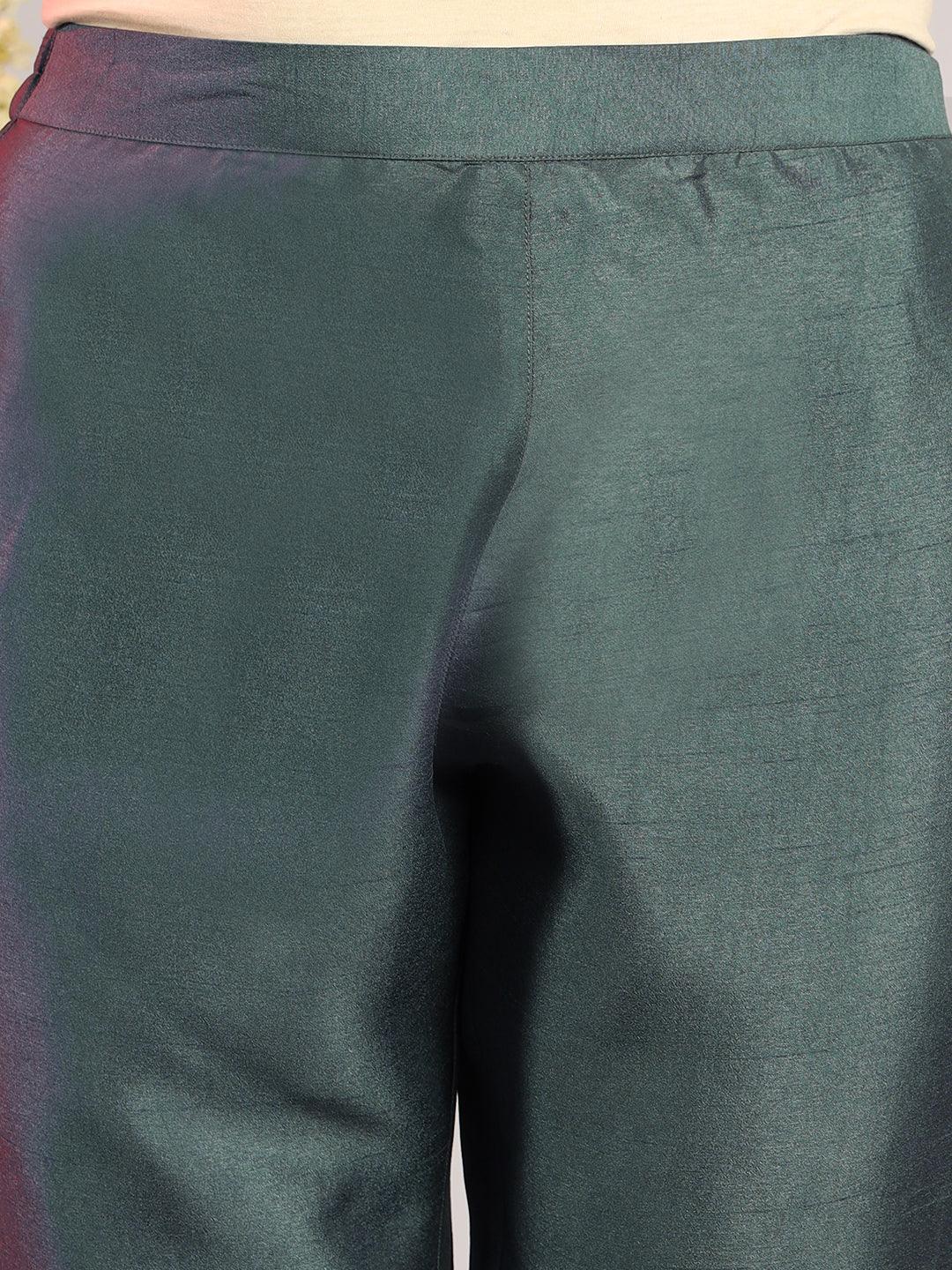 Grey Poly Silk Solid Kurta with Pant