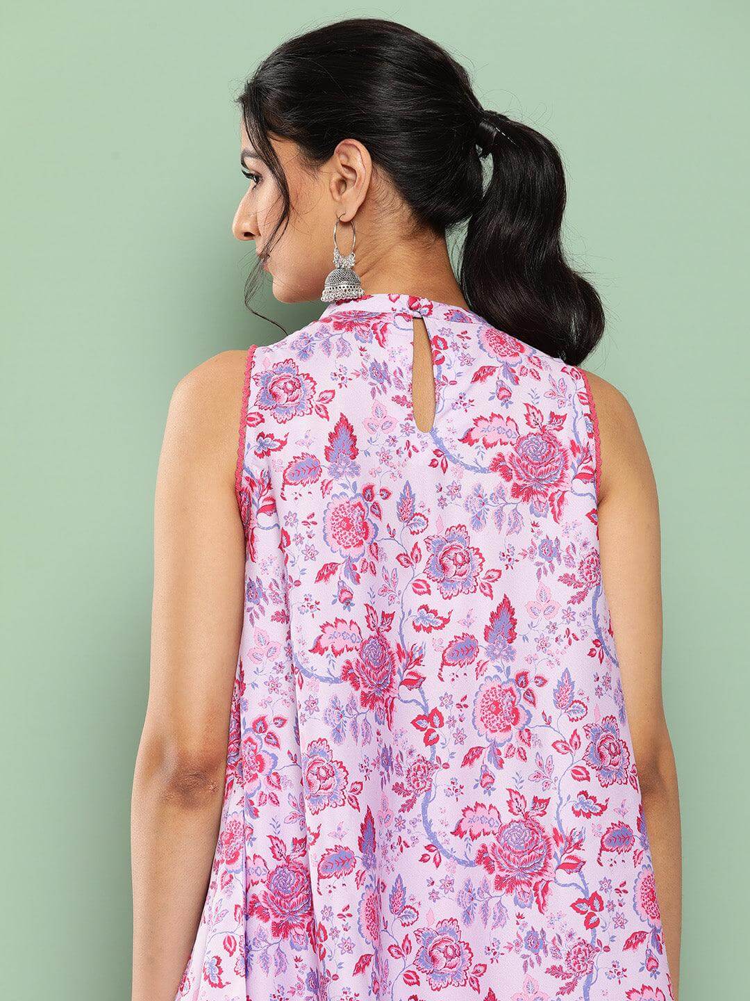 Lavender Crepe Digital Printed Top with Palazzo