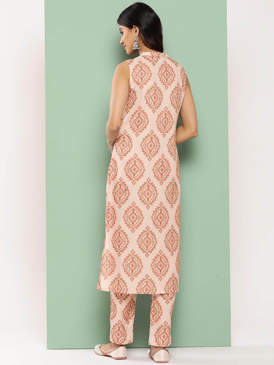 Light Peach Crepe Digital Printed Kurta with Pant