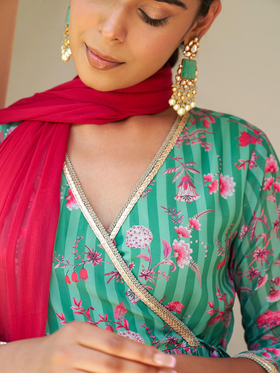 Women Green Digital Print Green Palazzo Set