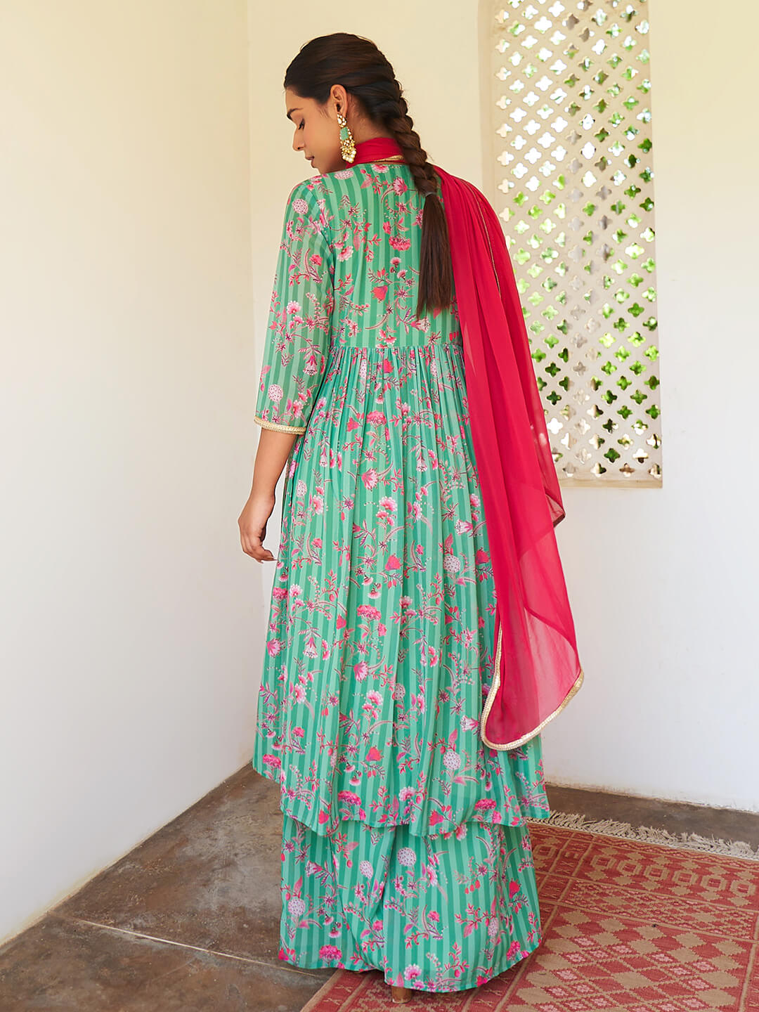 Women Green Digital Print Green Palazzo Set