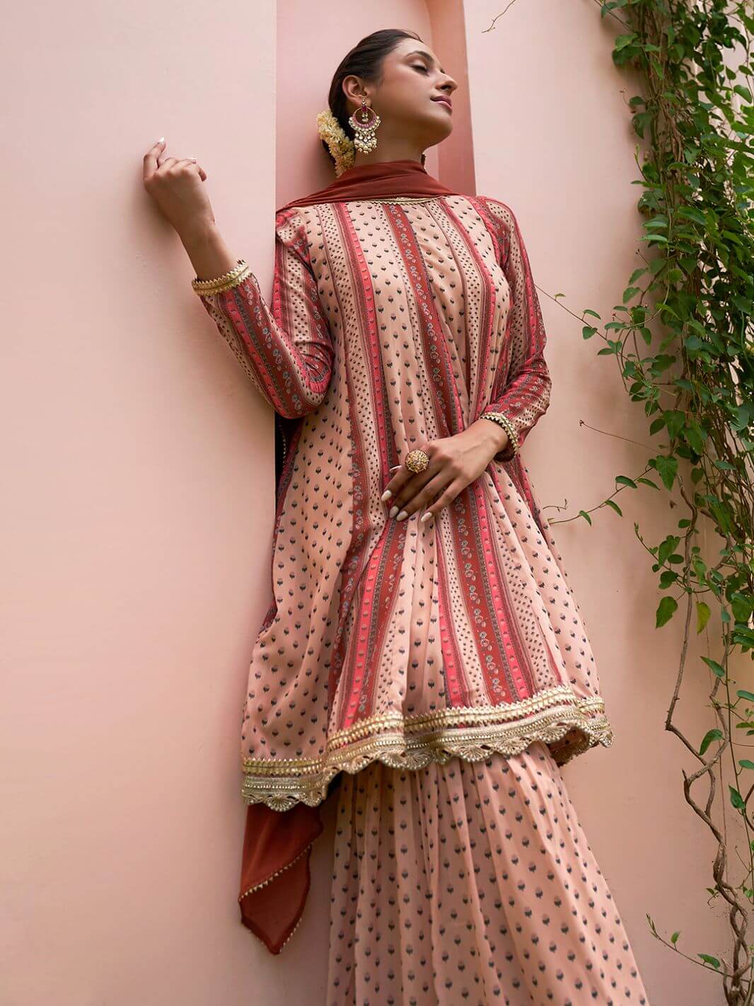 Multicolor Georgette Floral Printed Kurta With Sharara Set