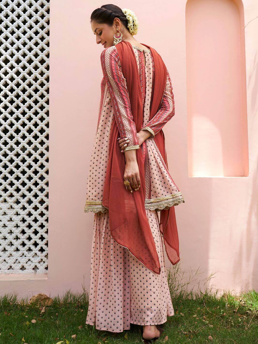 Multicolor Georgette Floral Printed Kurta With Sharara Set